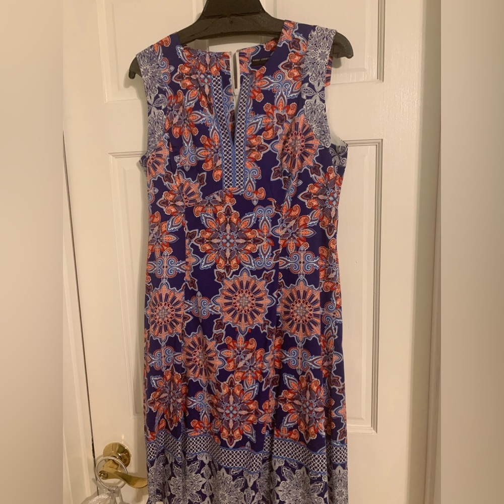 Maggy London navy print dress lined